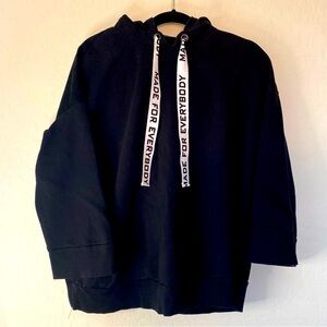 ZARA basic Collection hoodie size S BLACK Made For Everyone 3/4 Sleeve